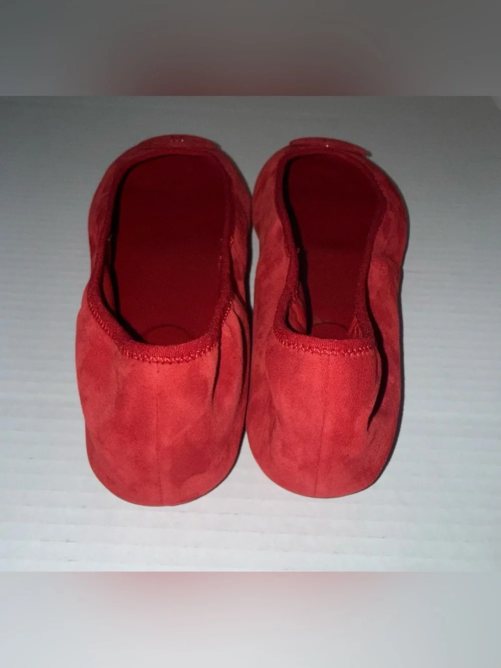 New TORY BURCH Red Suede Leather REVA Travel Foldable Comfort Ballet Flats 8.5